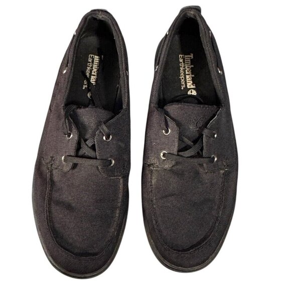 Timberland Shoes Mens Size 9.5 Black Hookset Canvas Casual Boat Lace‎ up - Picture 3 of 8